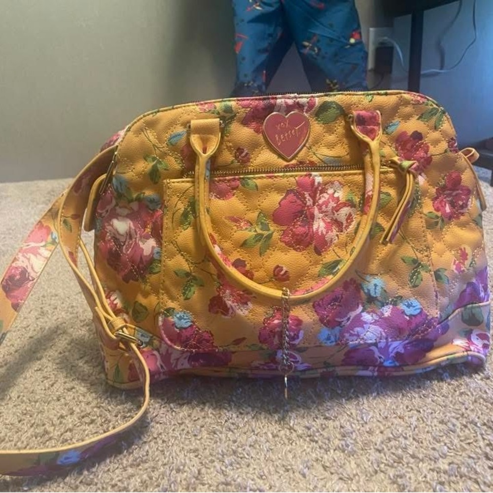 Betsey Johnson Yellow Floral Shoulder Bag